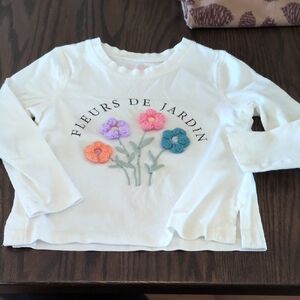 Primark White Kids Long Sleeve Tee with Floral Design